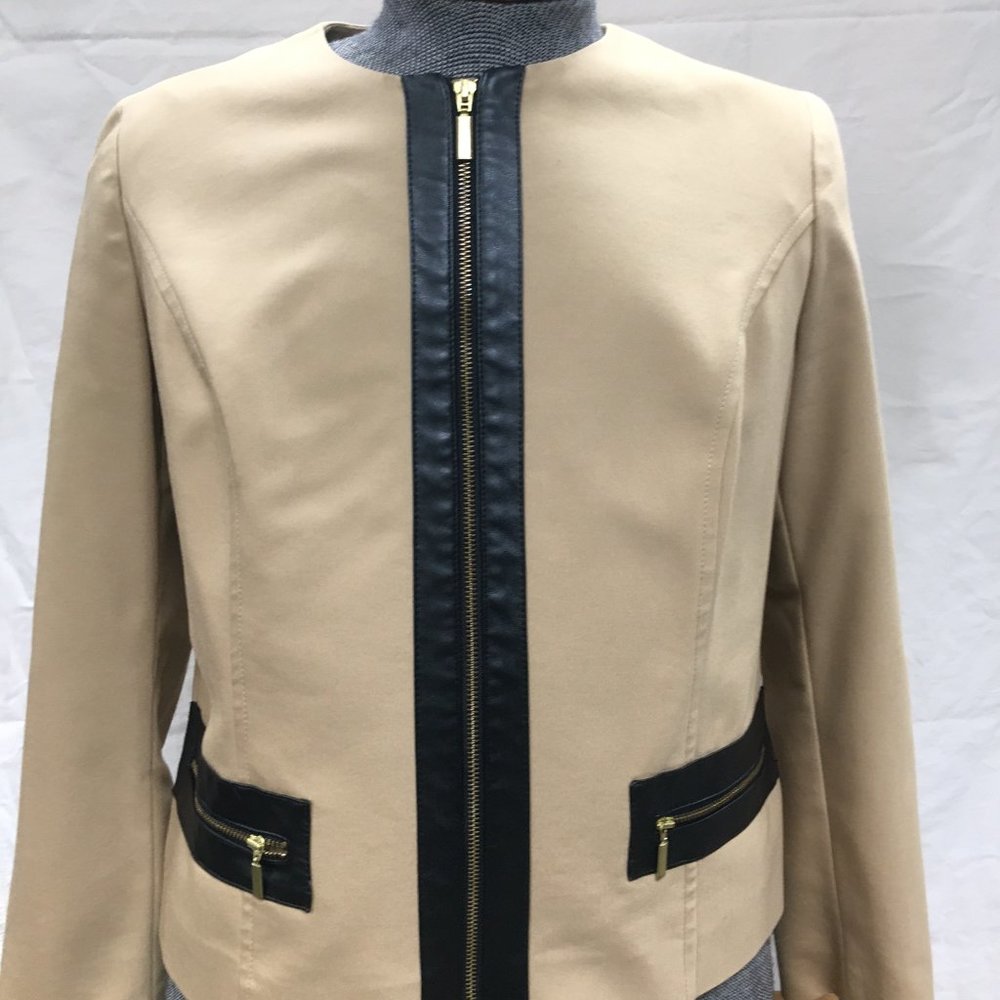 Chico's Light Jacket with faux leather trim